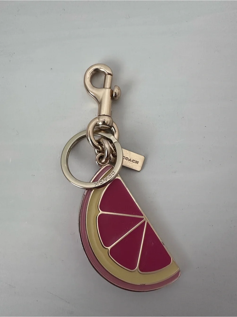 COACH Pink Grapefruit Glitter Keychain Charm!